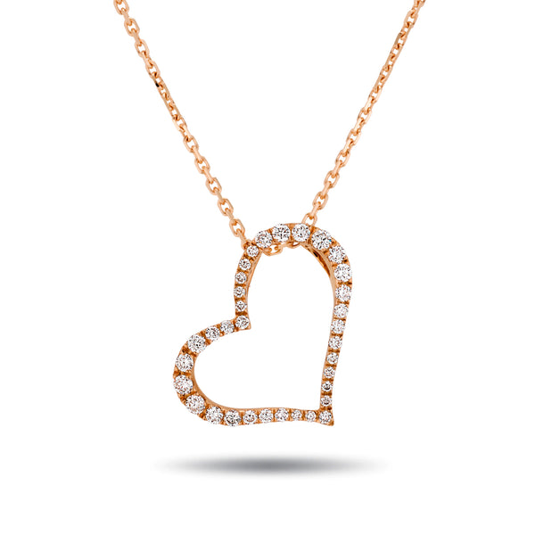 The Diamond Kick Heart Necklace in Rose Gold