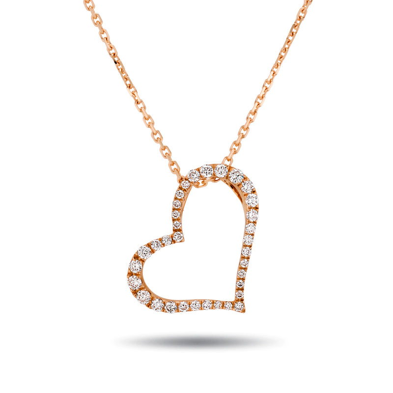 The Diamond Kick Heart Necklace in Rose Gold