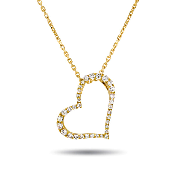 The Diamond Kick Heart Necklace in Yellow Gold