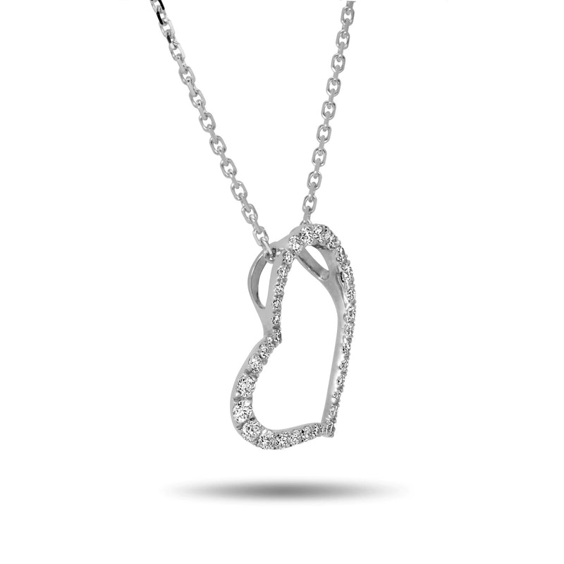 The Diamond Kick Heart Necklace in Platinum