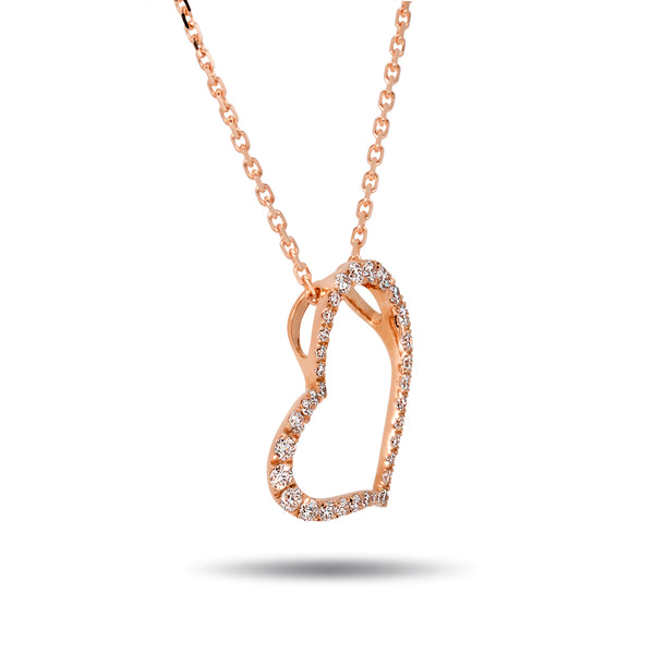 The Diamond Kick Heart Necklace in Rose Gold