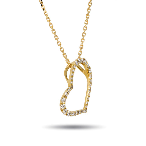 The Diamond Kick Heart Necklace in Yellow Gold