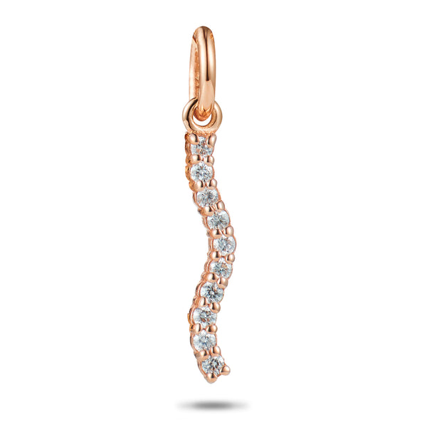 Solo Diamond Wave Pendant in Rose Gold