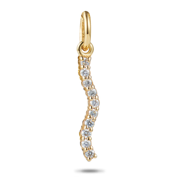 Solo Diamond Wave Pendant in Yellow Gold