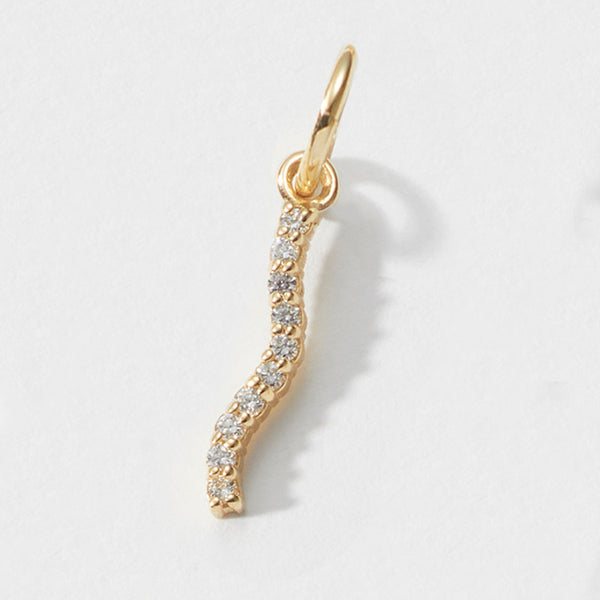 Solo Diamond Wave Pendant in Yellow Gold
