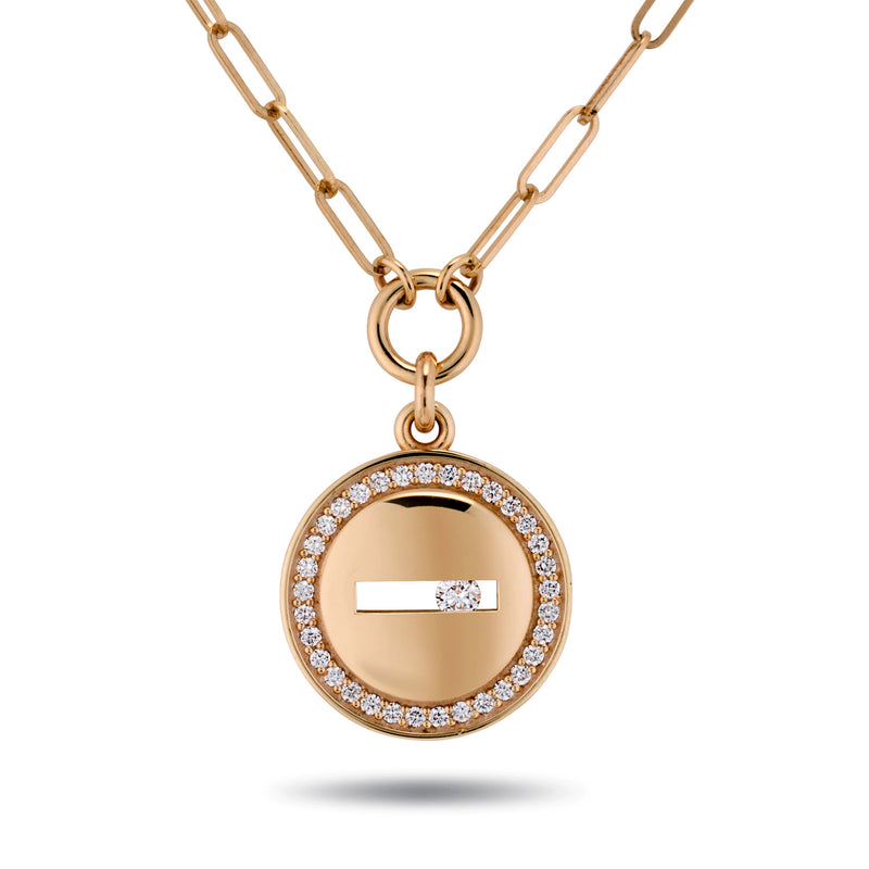 The TREASURE Halo Large Sliding Diamond Paperclip Necklace in Rose Gold