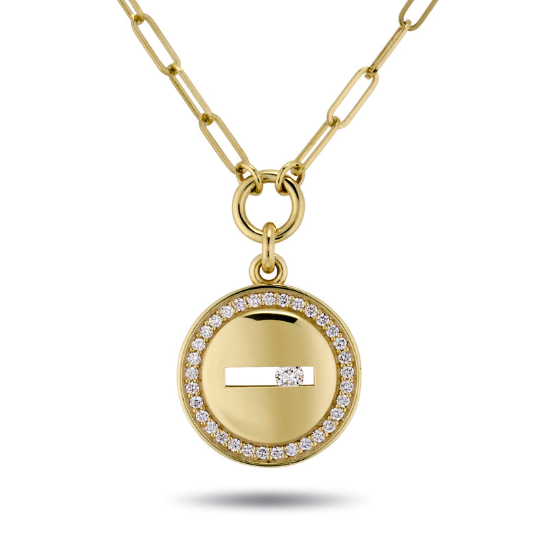 The TREASURE Halo Large Sliding Diamond Paperclip Necklace in Yellow Gold