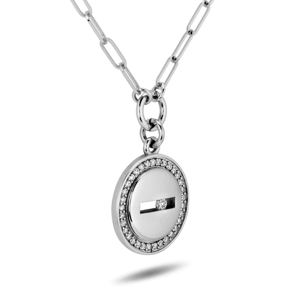 The TREASURE Halo Large Sliding Diamond Paperclip Necklace in Platinum