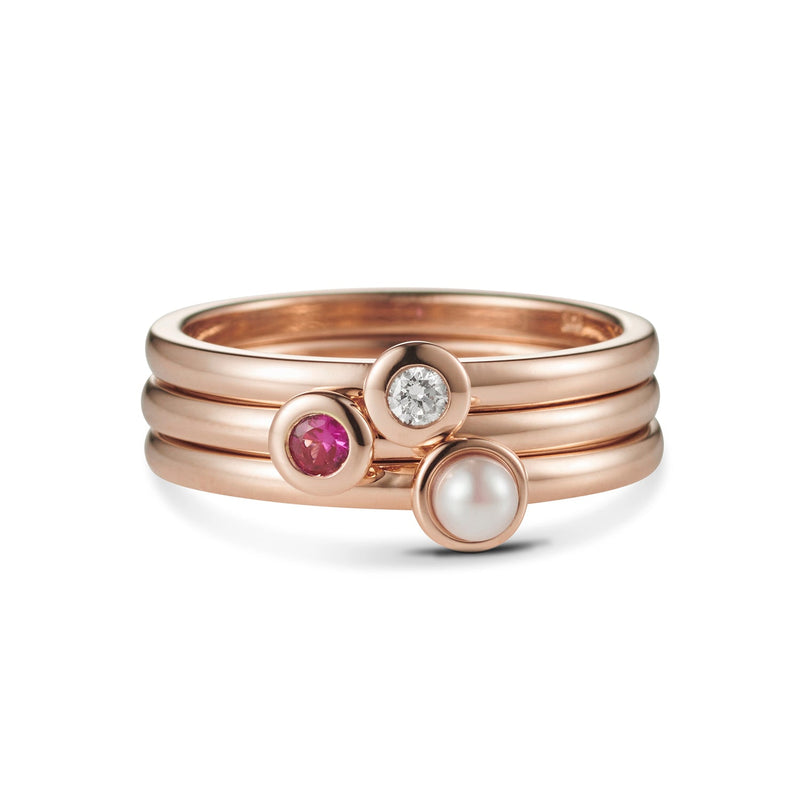 "RTS" Cupped Akoya Pearl Stack Ring in Rose Gold Size P 1/2