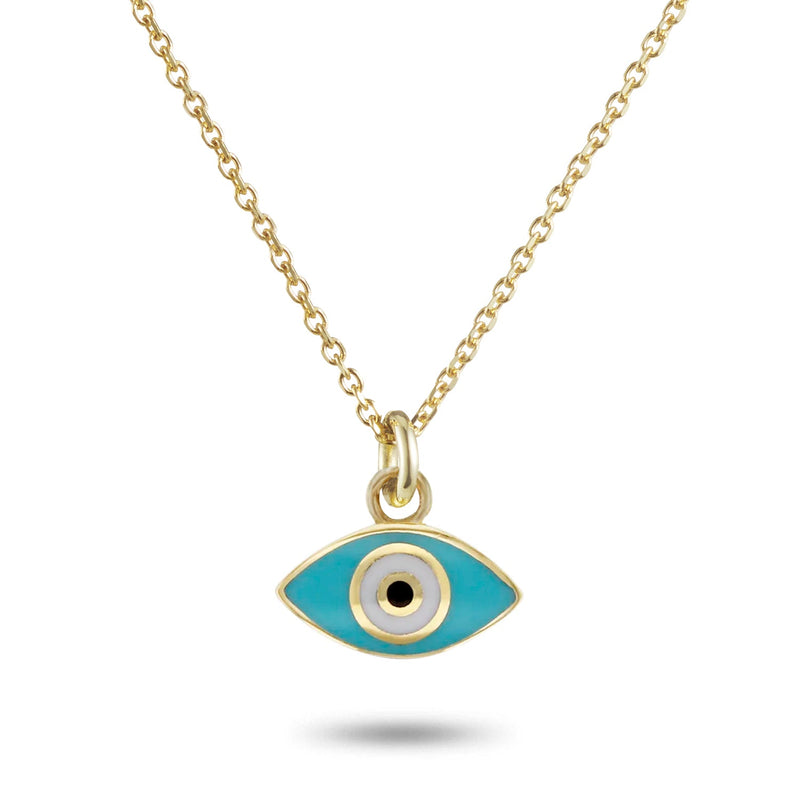 "RTS" Enamel Evil Eye Necklace in Yellow Gold
