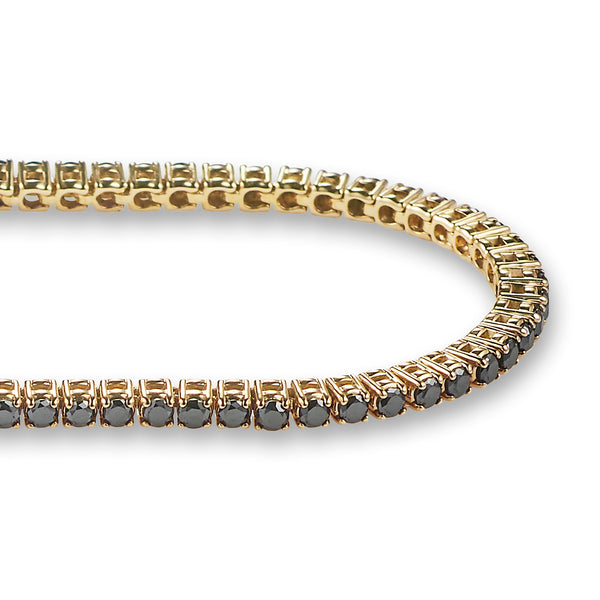 2.1ct Black Diamond Tennis Bracelet in 14ct Yellow Gold