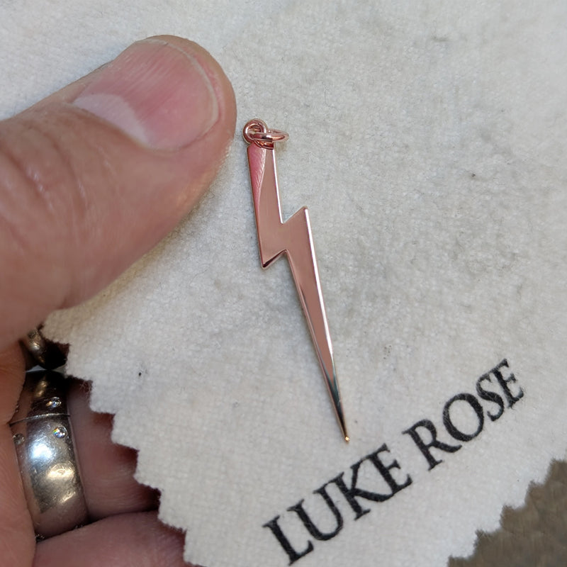 Solo Giant Lightning Bolt Pendant in Rose Gold