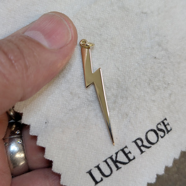 Solo Giant Lightning Bolt Pendant in Yellow Gold
