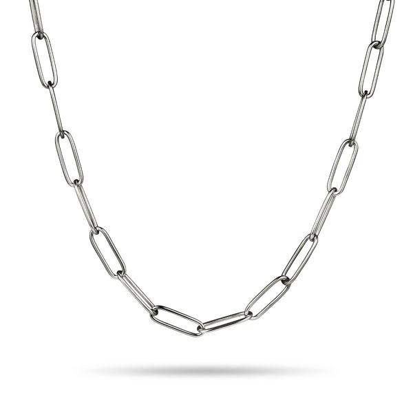 Large Handmade Paperclip Chain Necklace in Platinum