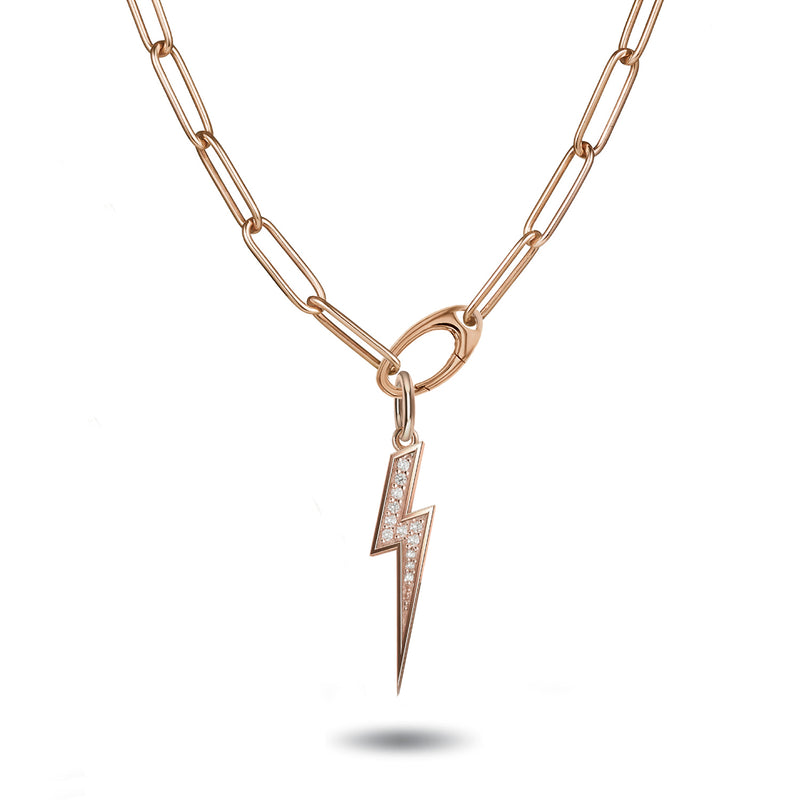 Large Handmade Paperclip Chain Necklace with Charm Clasp in Rose Gold