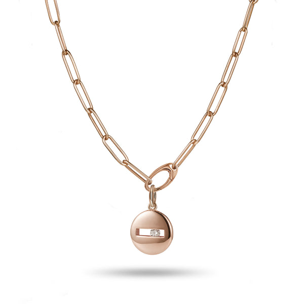 Large Handmade Paperclip Chain Necklace with Charm Clasp in Rose Gold