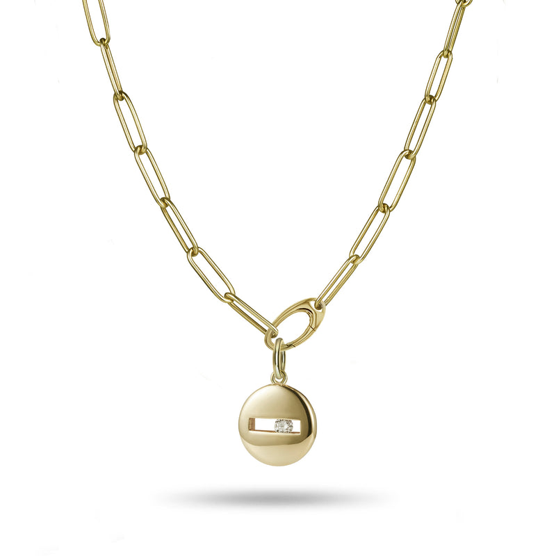Large Handmade Paperclip Chain Necklace with Charm Clasp in Yellow Gold