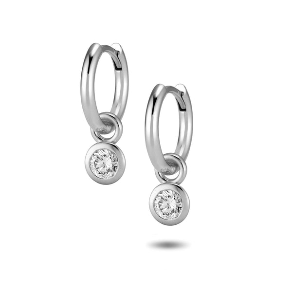 The TREASURE Diamond Headlamp Huggie Hoops in White Gold
