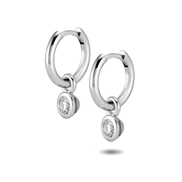 The TREASURE Diamond Headlamp Huggie Hoops in White Gold
