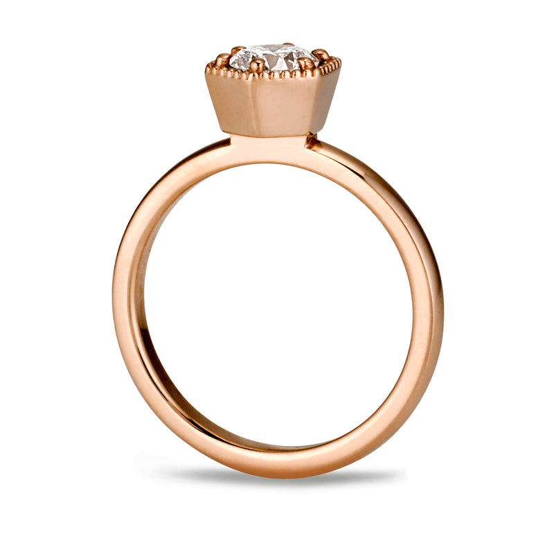 The TREASURE Hexagonal Solitaire Stack Ring in Rose Gold