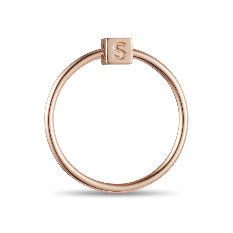 The BESPOKE Cube Initial Ring in Rose Gold