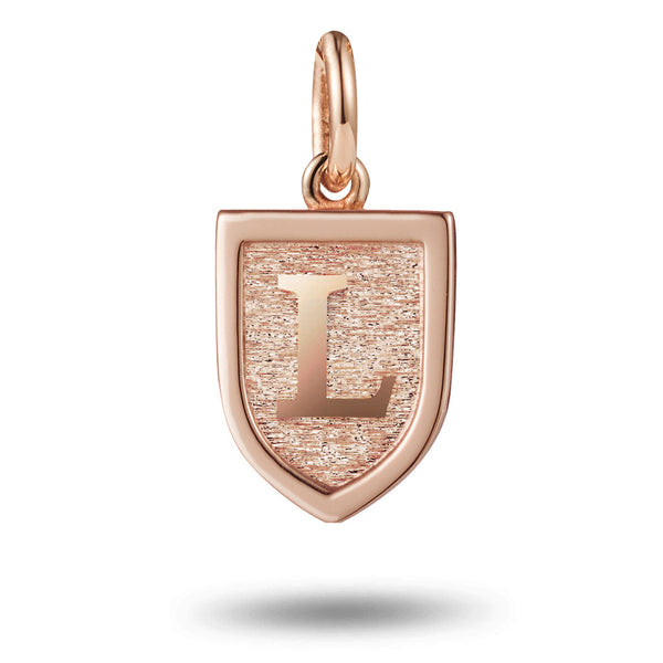 Solo Initial Shield in Rose Gold
