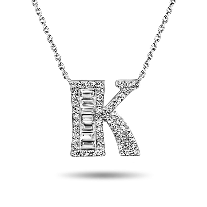 The "K" Diamond Treasure Initial Necklace in Platinum