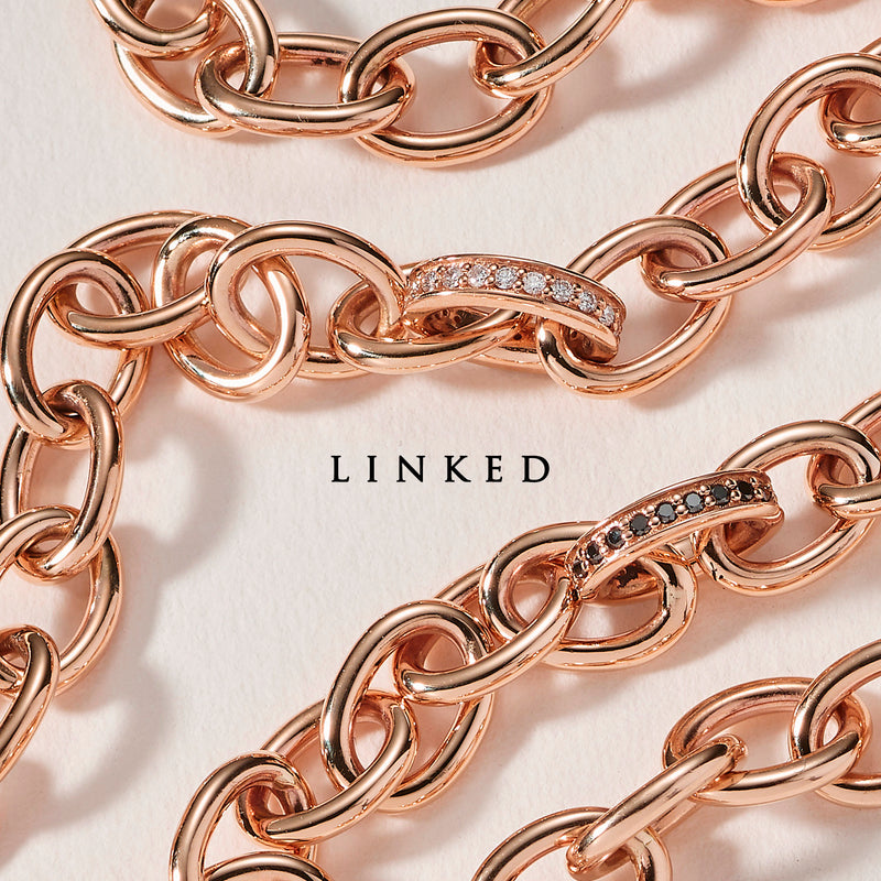 Chunky Diamond Set Solid Handmade Bracelet in Rose Gold