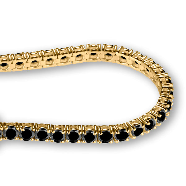 8ct Black Diamond Tennis Bracelet in 14ct Yellow Gold