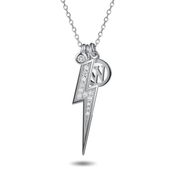 Platinum Lightning Bolt necklace set with diamonds. Handmade in Sydney Australia