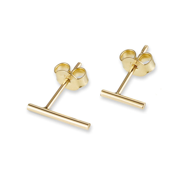 "RTS" Linear Stud Earrings in Yellow Gold