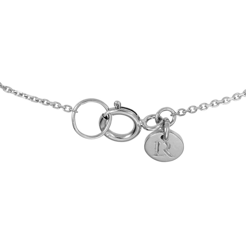 Baby Diamond Drop Date Bar and Initial Disc Necklace in Platinum