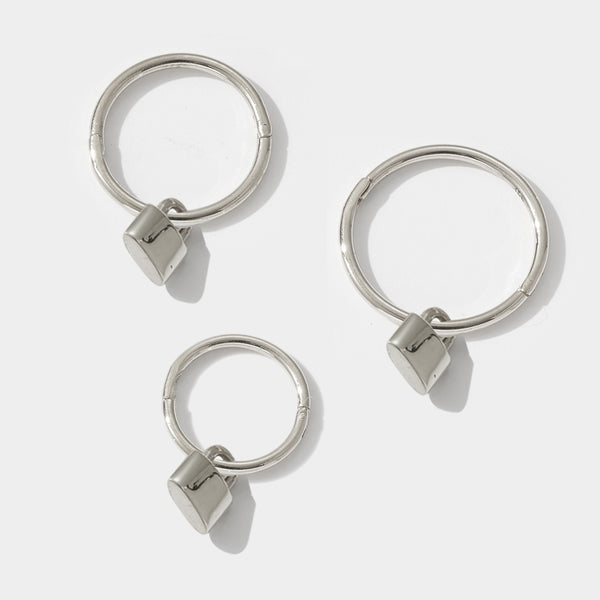 "RTS" Love Lock Sleeper Earrings in Sterling Silver