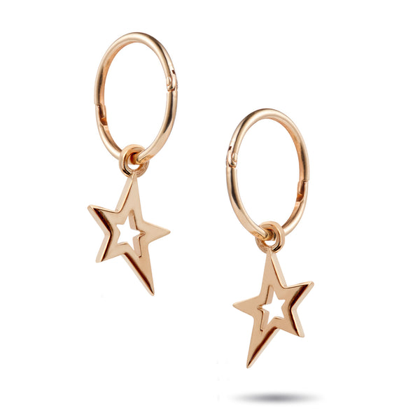 Lucky Star Drop Sleeper Earrings in Rose Gold