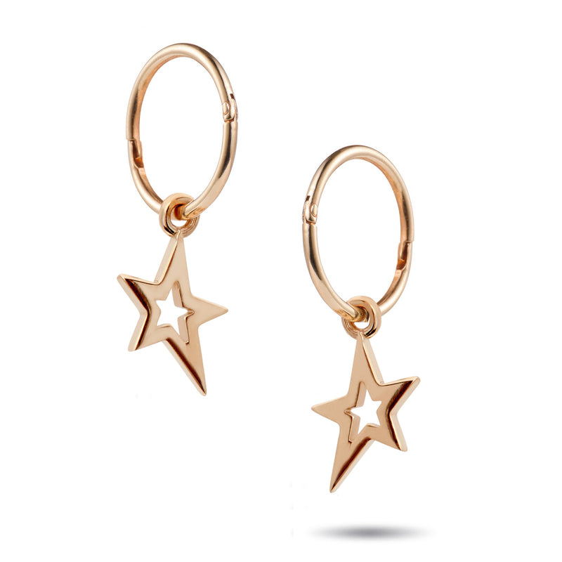 Lucky Star Drop Sleeper Earrings in Rose Gold