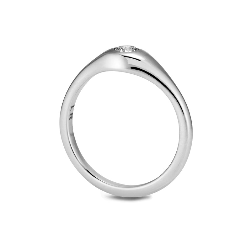 The TREASURE Mini Brilliant Cut Diamond Signet Ring in Platinum