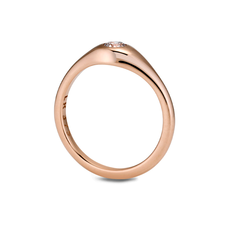 The TREASURE Mini Brilliant Cut Diamond Signet Ring in Rose Gold