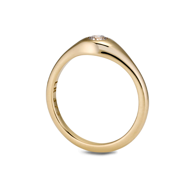 The TREASURE Mini Brilliant Cut Diamond Signet Ring in Yellow Gold