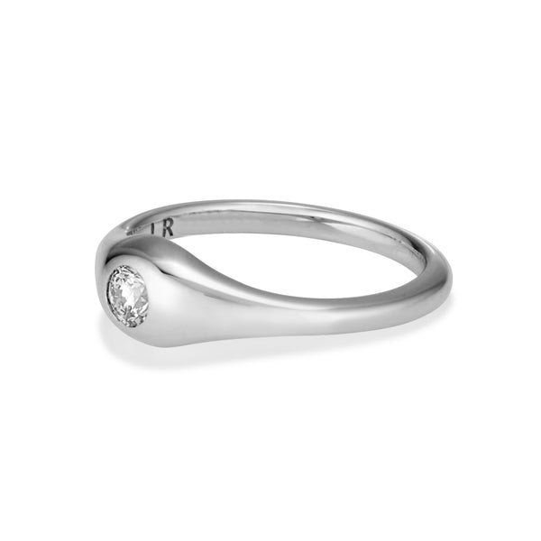 The TREASURE Mini Brilliant Cut Diamond Signet Ring in Platinum