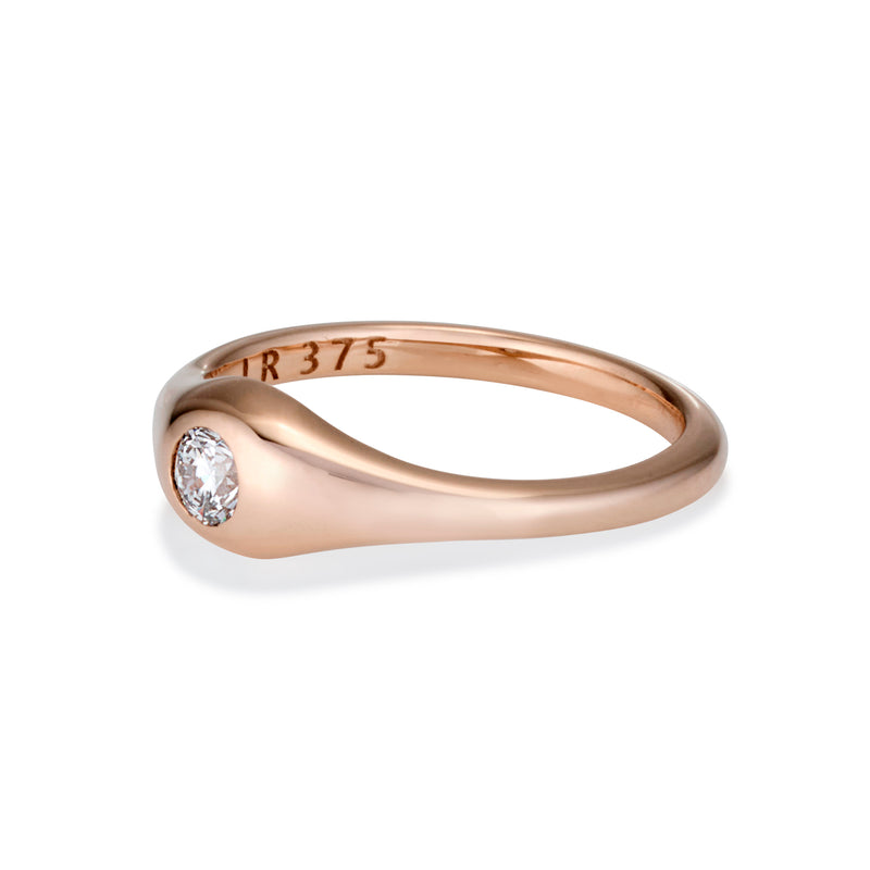 The TREASURE Mini Brilliant Cut Diamond Signet Ring in Rose Gold