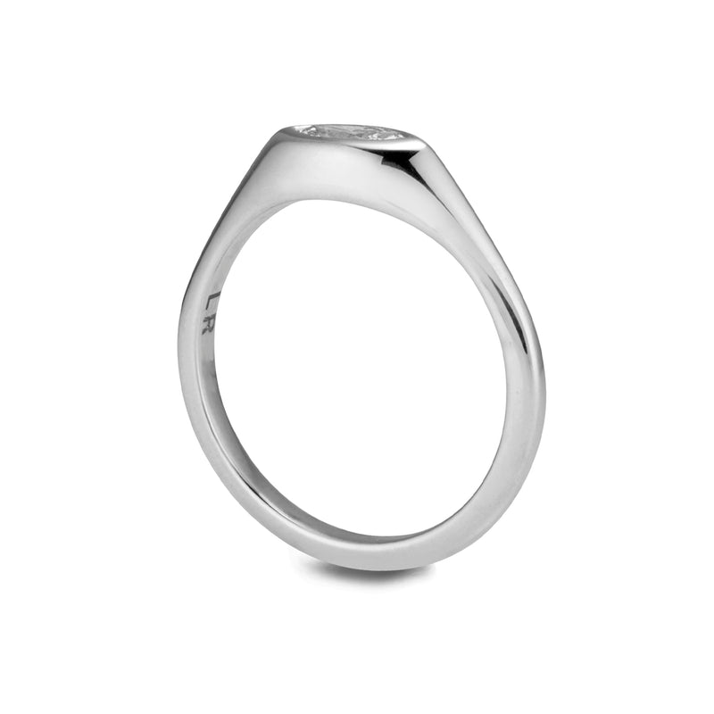The TREASURE Mini Marquise Diamond Signet Ring in Platinum