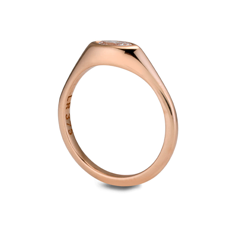 The TREASURE Mini Marquise Diamond Signet Ring in Rose Gold