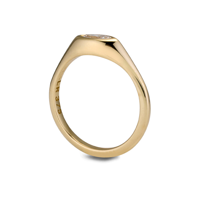 The TREASURE Mini Marquise Diamond Signet Ring in Yellow Gold