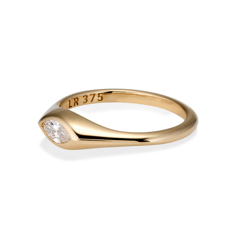 The TREASURE Mini Marquise Diamond Signet Ring in Yellow Gold
