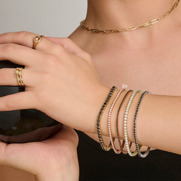 Lab Grown 2ct Diamond Tennis Bracelet in 14ct Rose