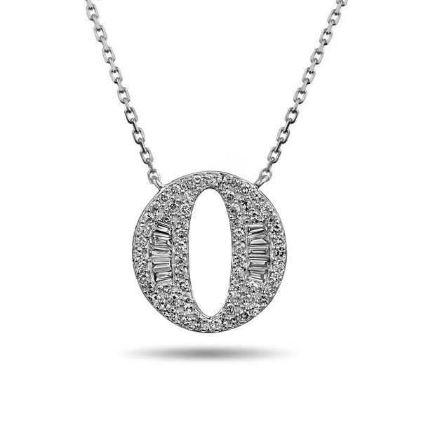 The "O" Diamond Treasure Initial Necklace in Platinum
