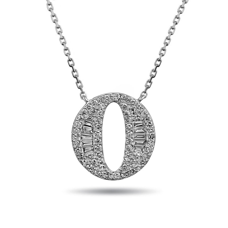 The "O" Diamond Treasure Initial Necklace in Platinum