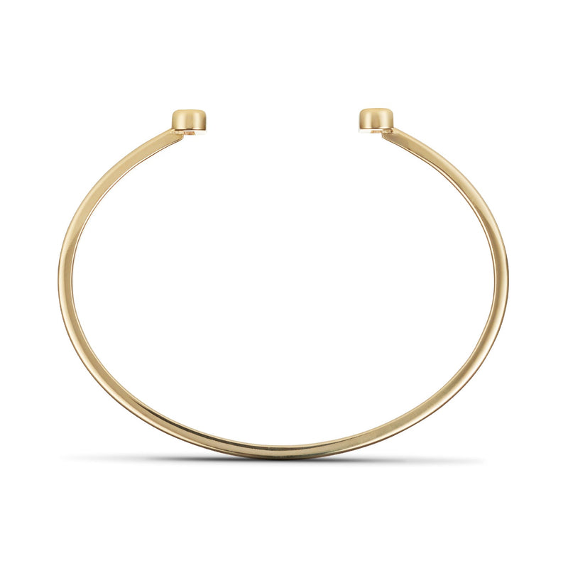 Sliding Diamond Open Cuff Bangle in Solid Yellow Gold (Small)