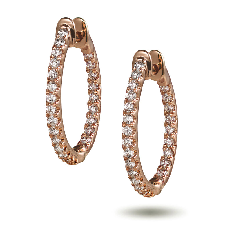 Inside Outside Diamond Set Huggie Earrings in Rose Gold