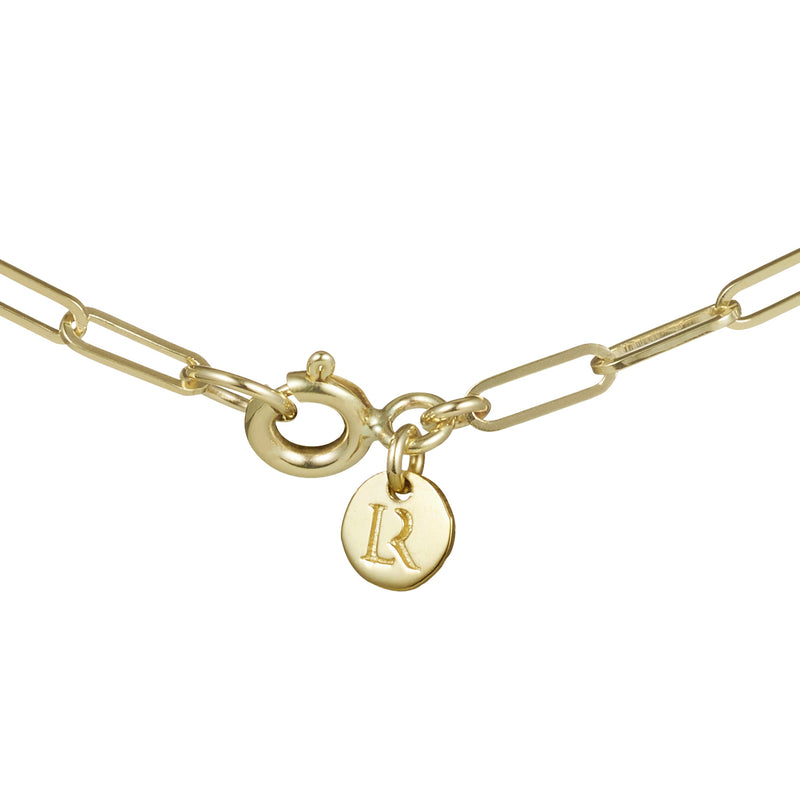 Baby Diamond Drop Initial Paperclip Necklace in Yellow Gold